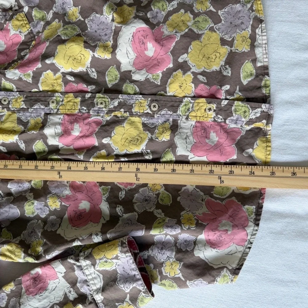 Boden Brown‎ Floral Cotton Button Down Shirt Long Sleeve Size 16 WA192
